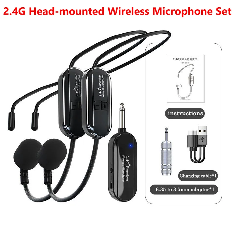 Speaker Enclosure - 2.4G Head-mounted Wireless Lavalier Microphone Set