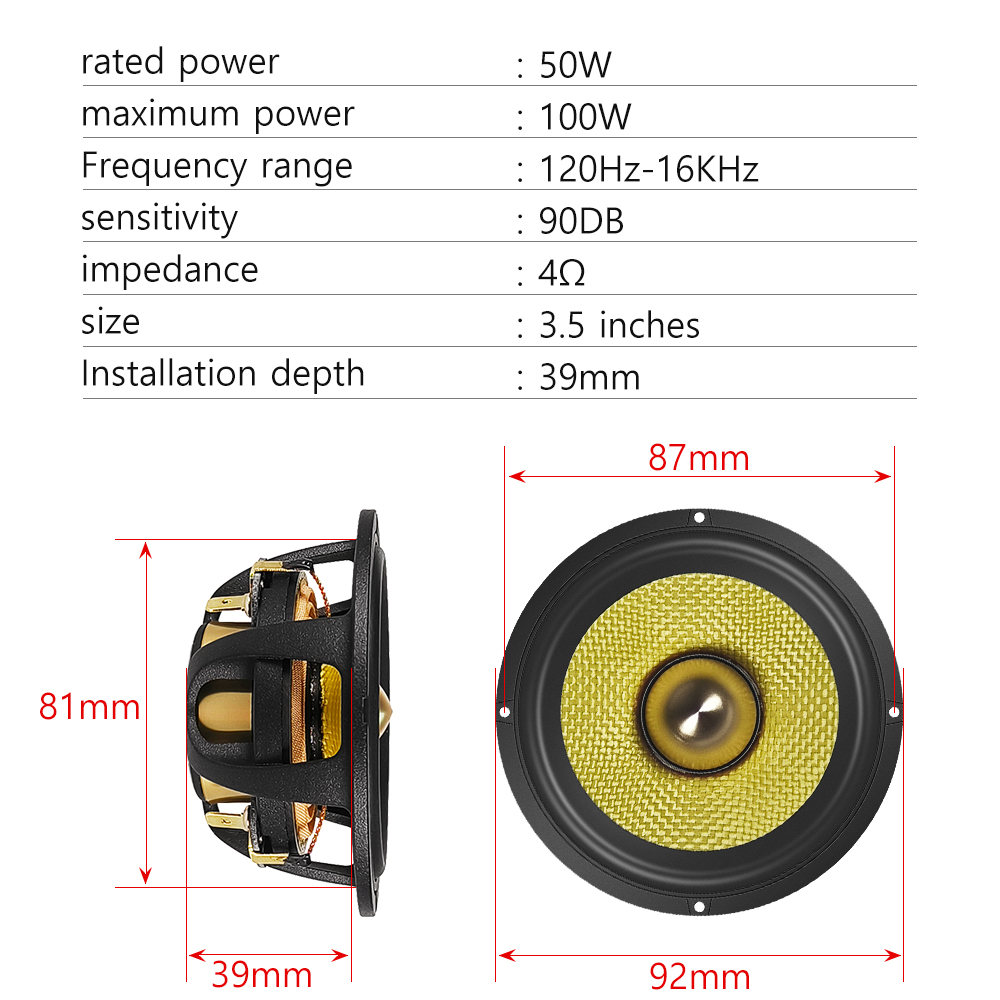 2pcs 3.5-inch Bullet Guided Mi - đánh giá và giá Speaker Driver